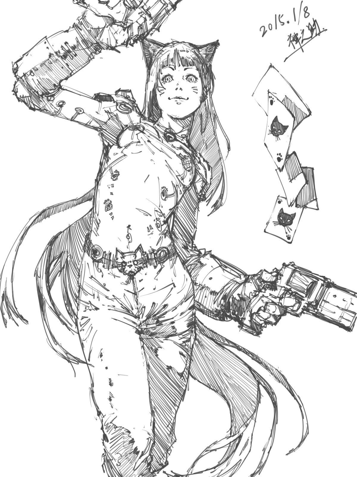 お題絵 二丁拳銃と女の子 禅之助 Note