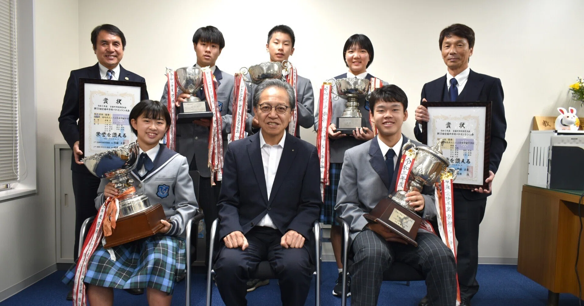全国中学校体育大会のバドミントン大会で福島県立ふたば未来学園中学校