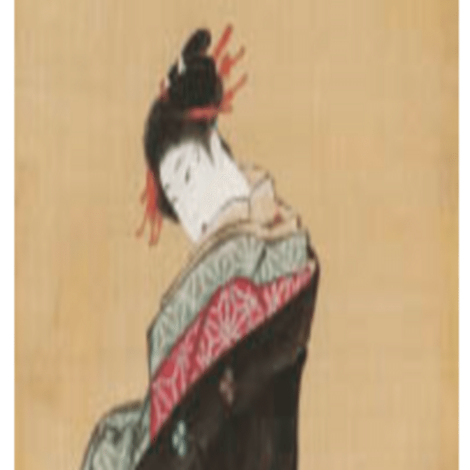 掛軸 絹本 複製工芸画 美人画 桐箱付 伝・葛飾北斎筆 ニトリが葛飾北斎肉筆画「雪中美人図」を落札、史上最高の6億円 小樽市