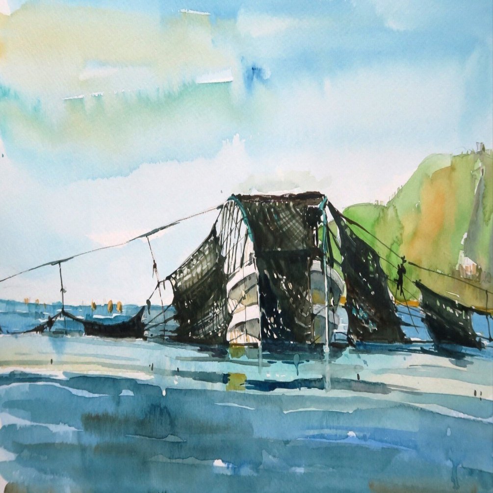 須磨の海を守るんだ「すまうら水産」／海辺の水彩画｜海の音 - umi no