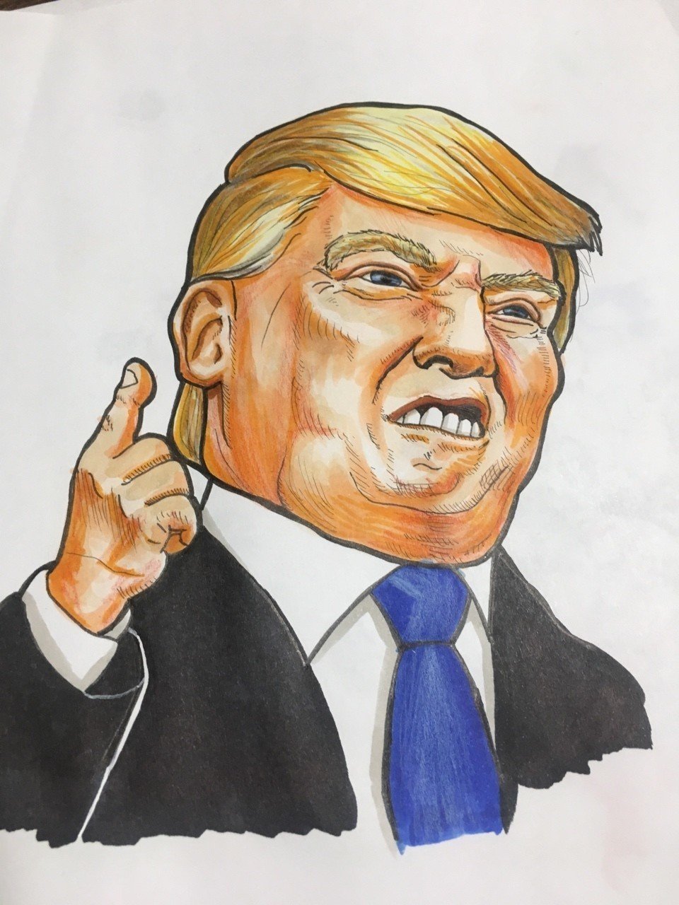トランプ大統領を描きました 大水音々 イラストレーター Note