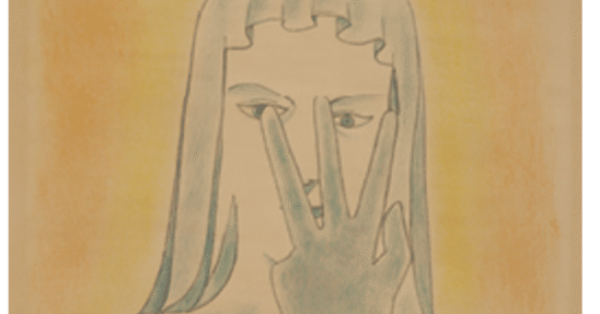 ジャン・コクトー】 版画 / リトグラフ 「三本の指で顔を隠す聖母