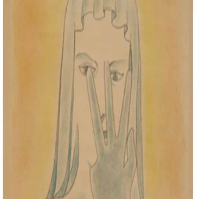 ジャン・コクトー】 版画 / リトグラフ 「三本の指で顔を隠す聖母