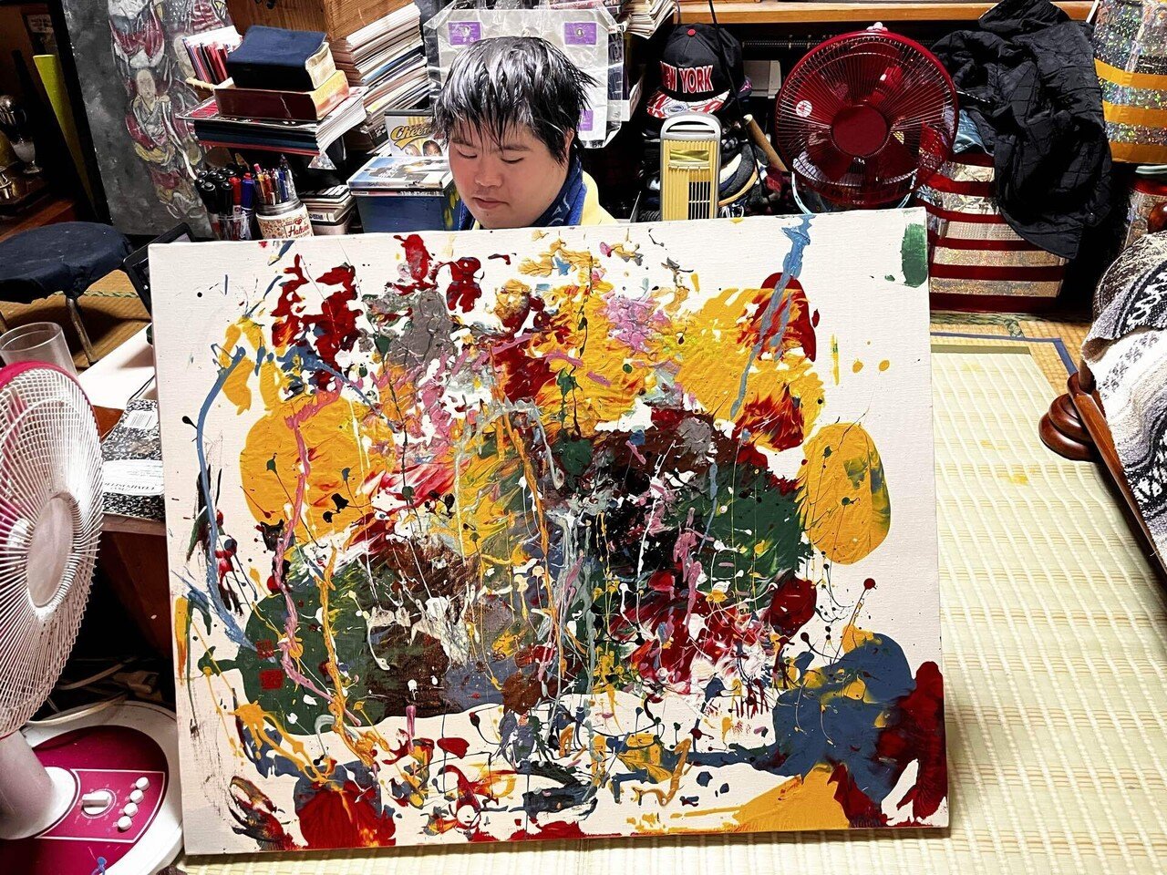 沖縄のピカソ小波津有希」幸運を呼ぶダウン症画家㊗️ペンキアート🩷｜小波津智恵美