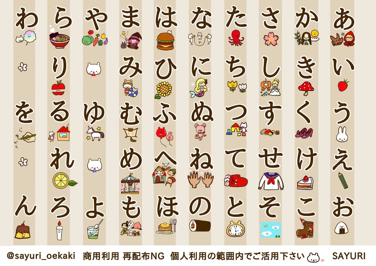ひらがな表 Sayuri Note