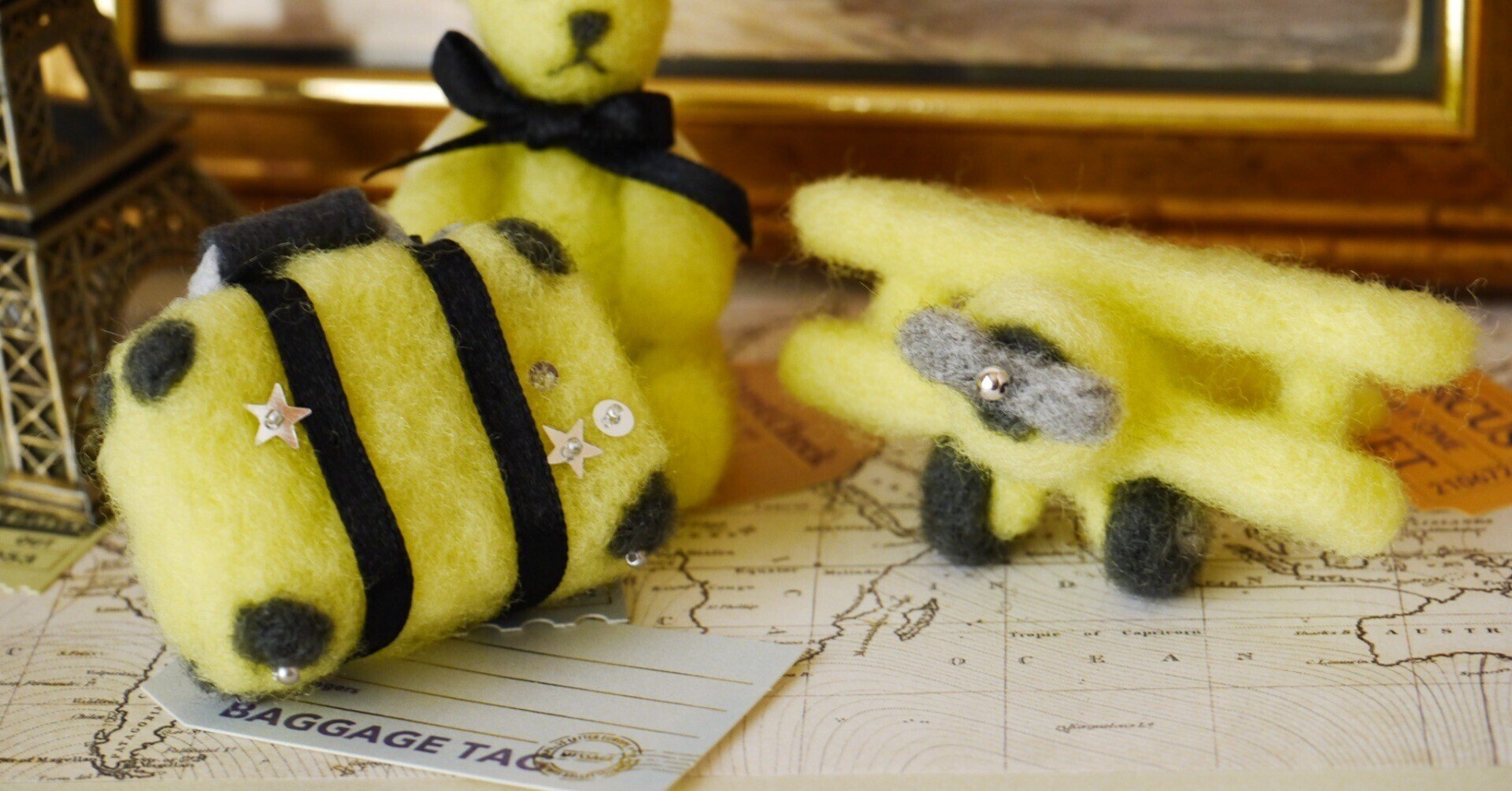 羊毛フェルト くま トランク