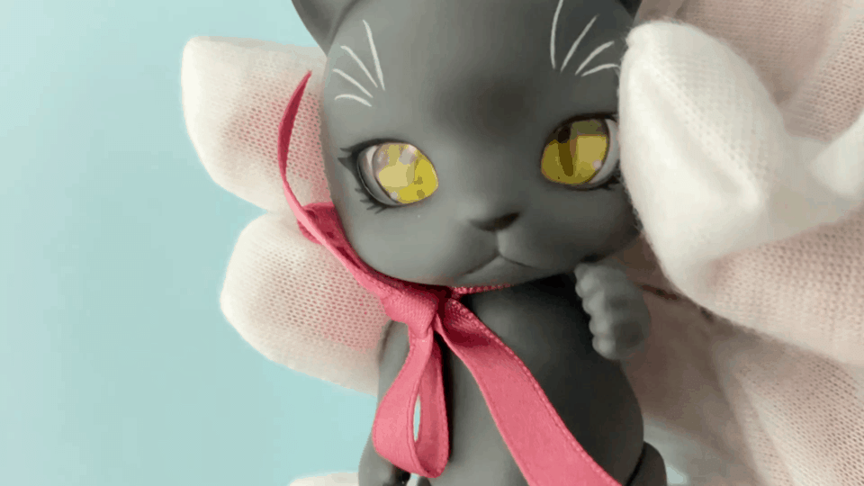 カプセルドール（猫）をかんたんカスタム【カボションで追視
