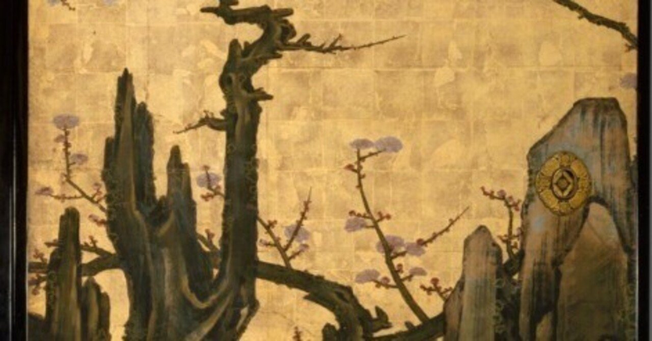 狩野山雪筆 老梅図襖｜日本花卉文化株式会社