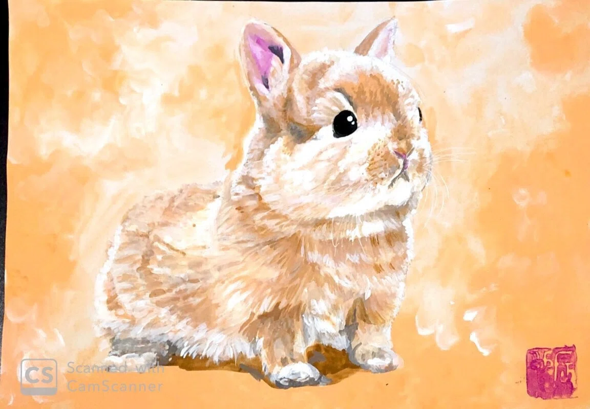 アクリル画 ウサギ  動物 うさぎ｜鬼辰カケル