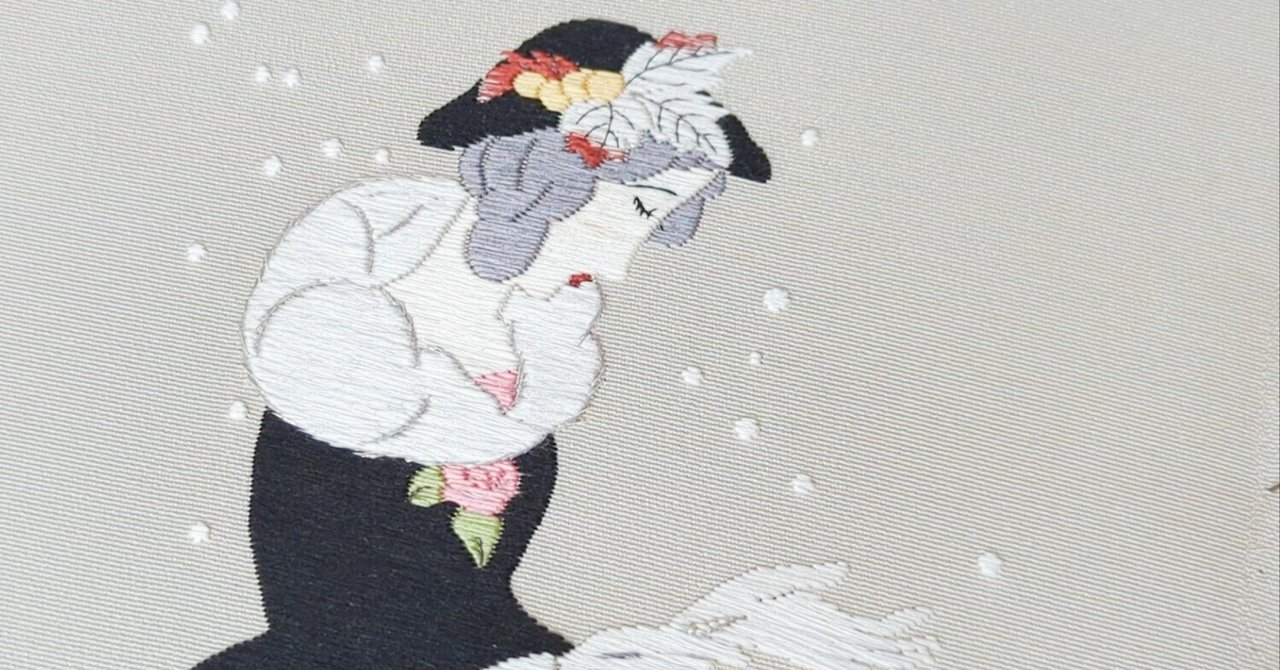 幸せなふたりに贈る結婚祝い 刺繍図案配布】竹久夢二の「雪の風」｜静彩／shizsua 版画