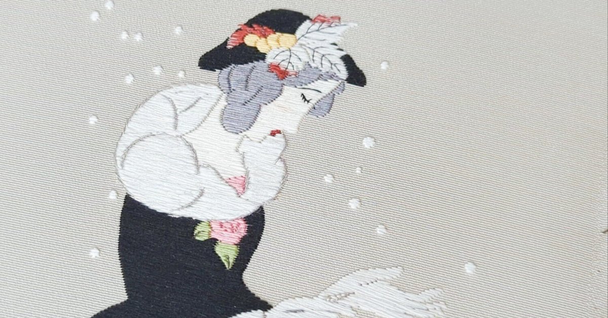 刺繍図案配布】竹久夢二の「雪の風」｜静彩／shizsua