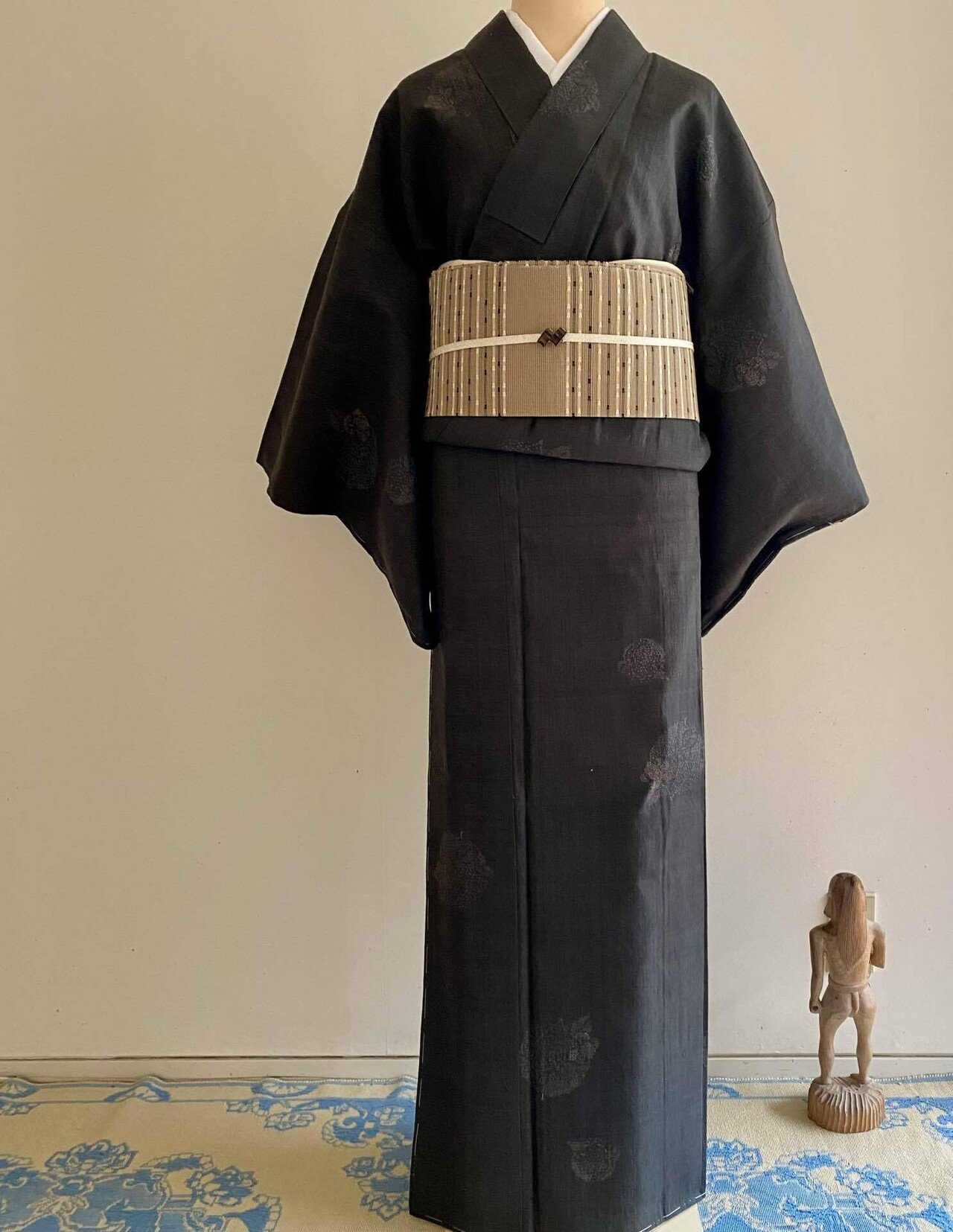 百亀甲飛び柄本結城紬着物｜夢吉きもの