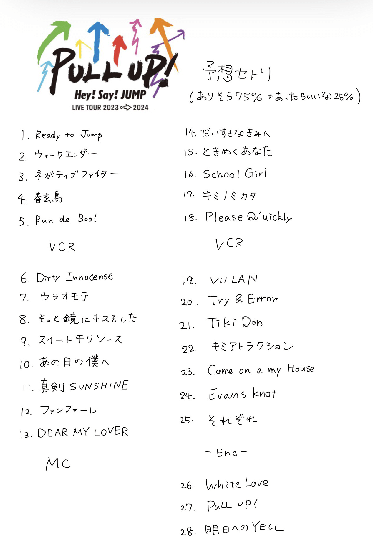 予想】Hey! Say! JUMP LIVE TOUR 2023→2024 PULL UP!セトリを