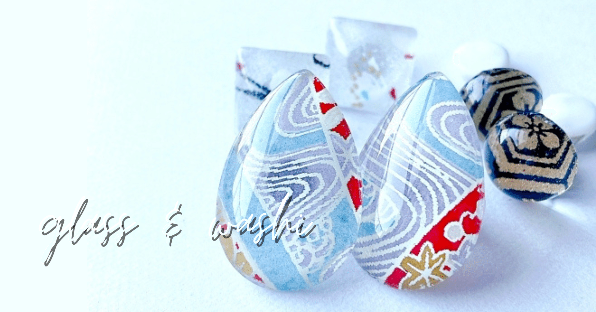 VOL.3ガラスカボション和紙のシンプルピアス｜And.chic