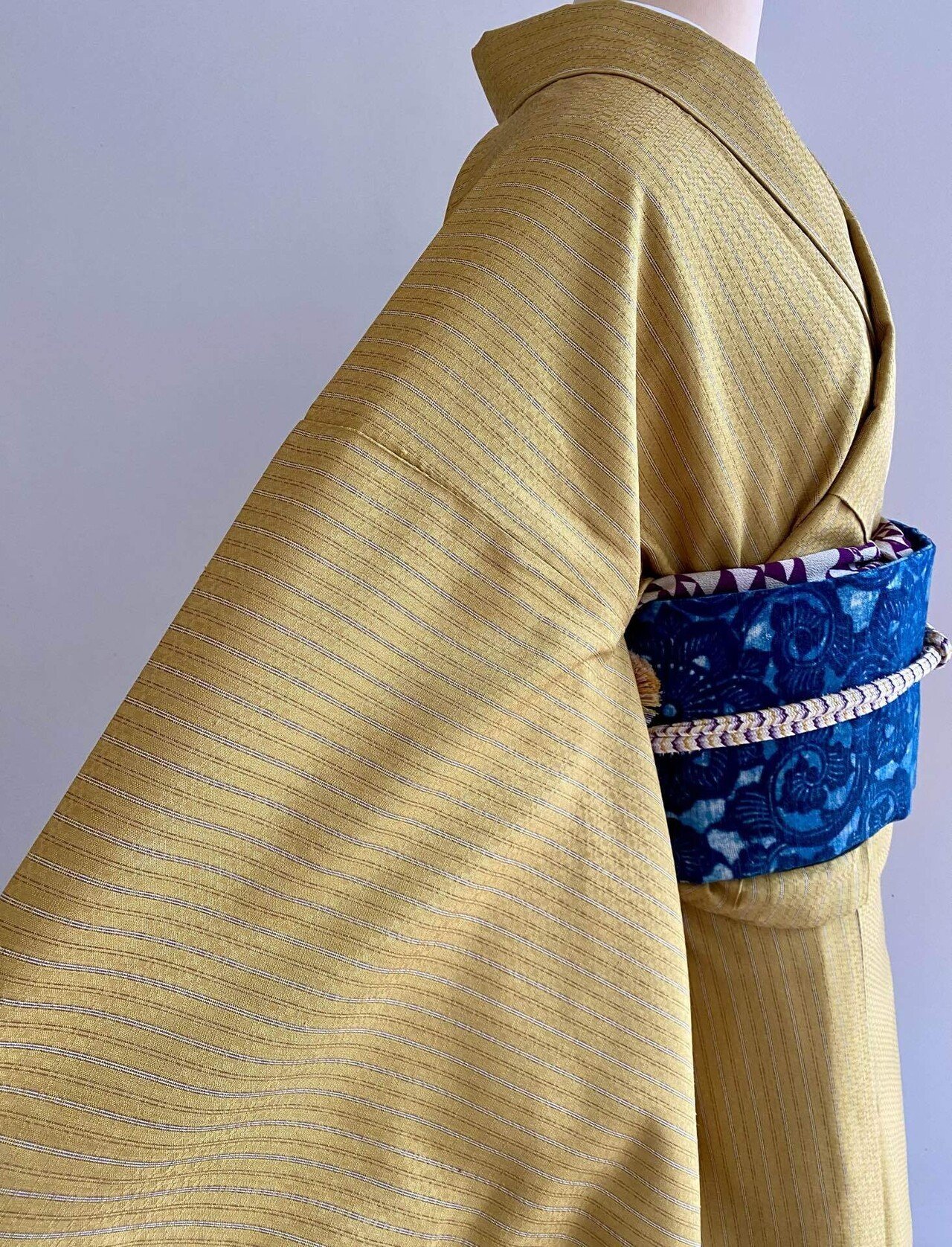 変り市松織黄八丈着物｜夢吉きもの