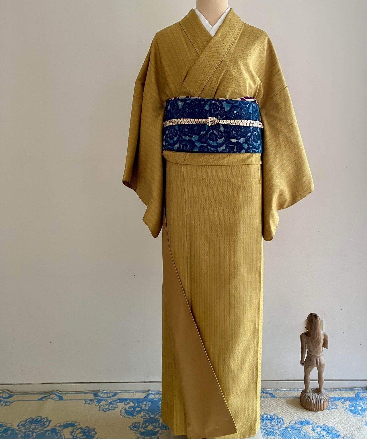 dareta　黄八丈　変り市松綾織着物　証紙無し 変り市松織黄八丈着物｜夢吉きもの