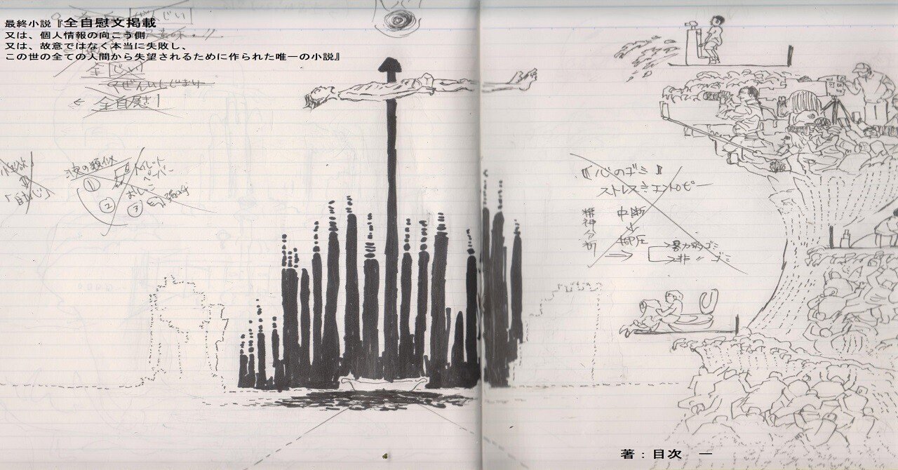 最終小説『全自慰文掲載 又は、個人情報の向こう側 又は、故意ではなく本当に失敗し、この世の全ての人間から失望されるために作られた唯一の小説』あとがき｜ 不要不急小説連載空間