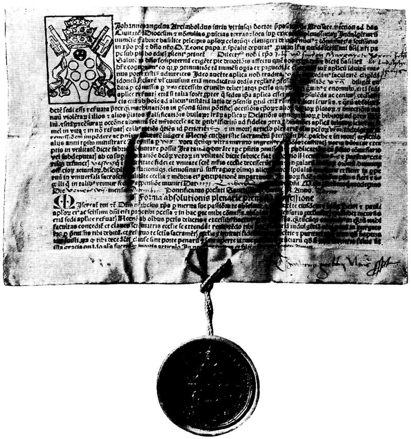 レオ10世発行の贖宥状（1515年発行）