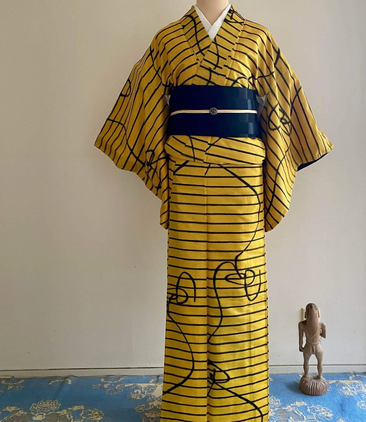 縞着物 縞銘仙 美品 水っぽく