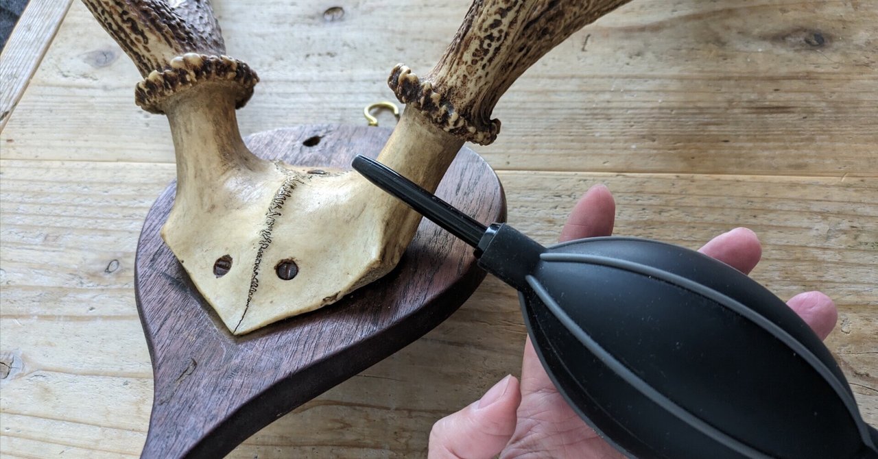 アンティーク】1980年製の壁掛けの鹿の角オブジェをお掃除しました