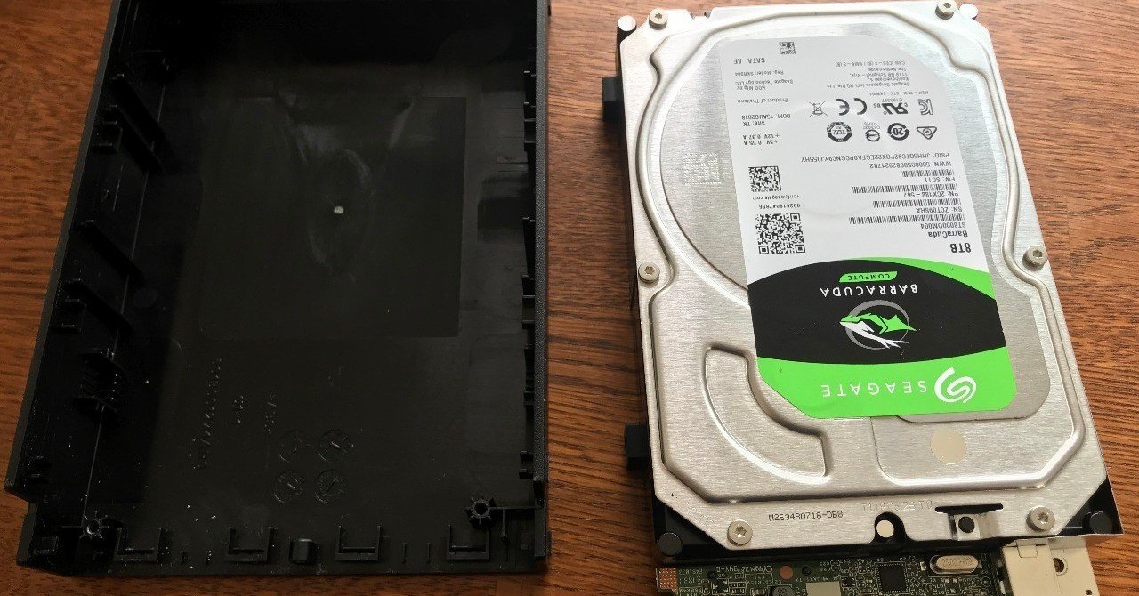 I-O DATA 外付けハードディスク(HDCZ-UT8KC)解体→HDD外付けケース