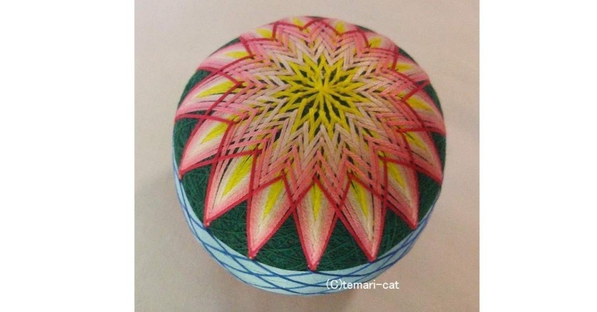 31 手まり「下がけ千鳥の華」の作り方｜てまり-ねこ