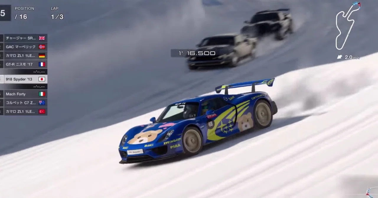 ルビーページ グランツーリスモ7 ポルシェ918で雪道を初走り｜日本一周、世界一周 もふP