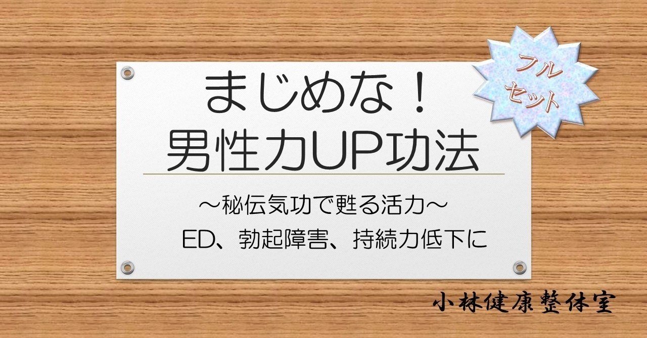 まじめな男性力アップの功法 フルセット 秘伝気功で甦る活力 小林健康整体室 武術気功 瞑想の講習 武術整体 執筆業 Note