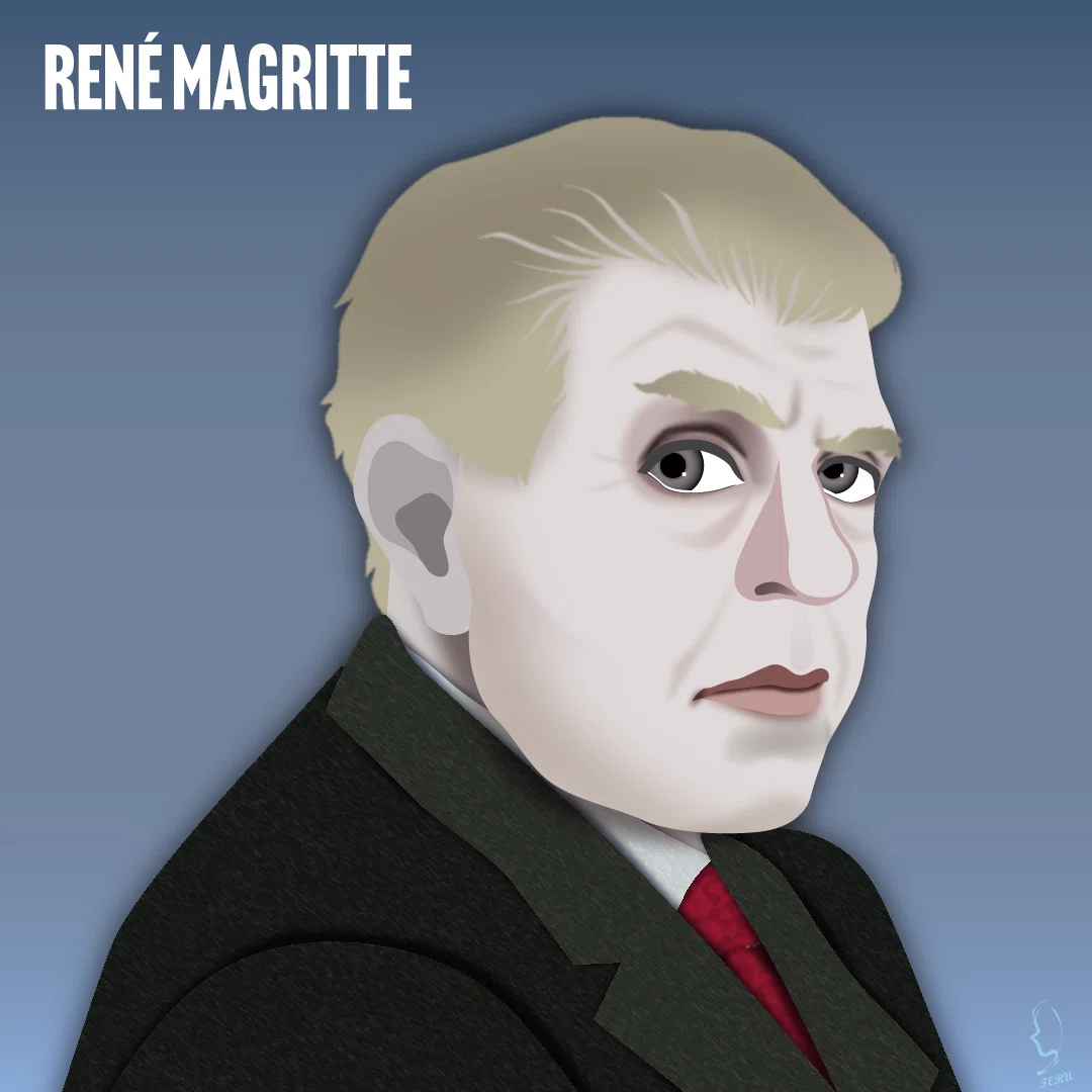 Kreatives Bild zu ベルギーのシュールレアリズムの画家『ルネ・マグリット』のイラスト🎨|輝っち ベルギーのシュールレアリズムの画家『ルネ・マグリット』のイラスト🎨|輝っち Illustration