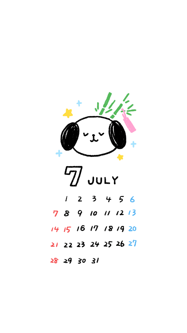 7月の待受カレンダー Dhara Note