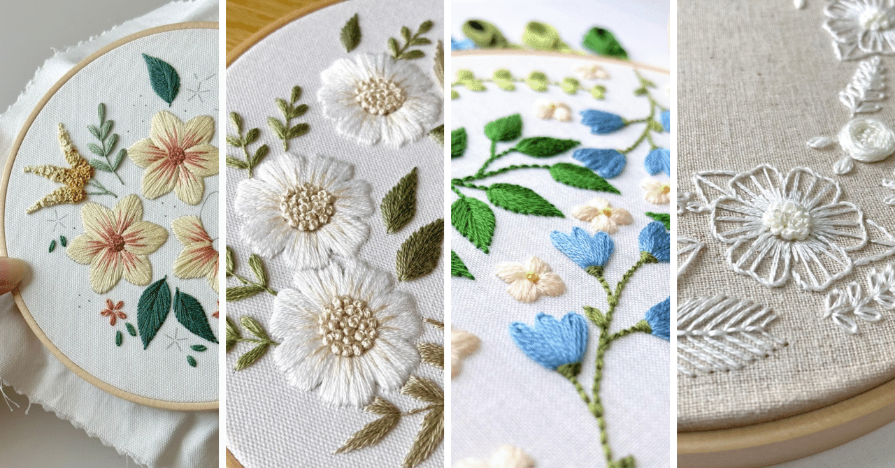春夏に刺繍したい図案をまとめました🌸｜はなこまち/刺繍作家
