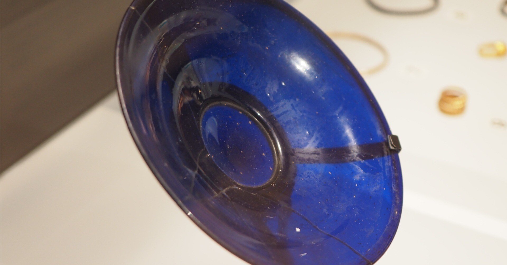 青と金の高脚ガラス皿 0_282d8f39fc85570dffdb41282446