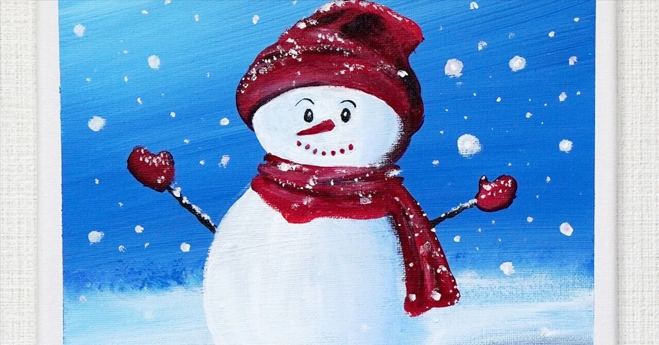 アクリル絵の具で「雪だるま」を描いてみた｜junya_art