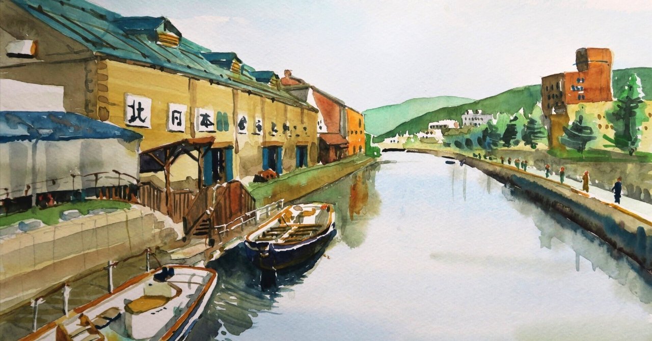 真作】絵画 油彩10号 小樽運河 倉庫と運河のある風景 黄昏の港町 W197