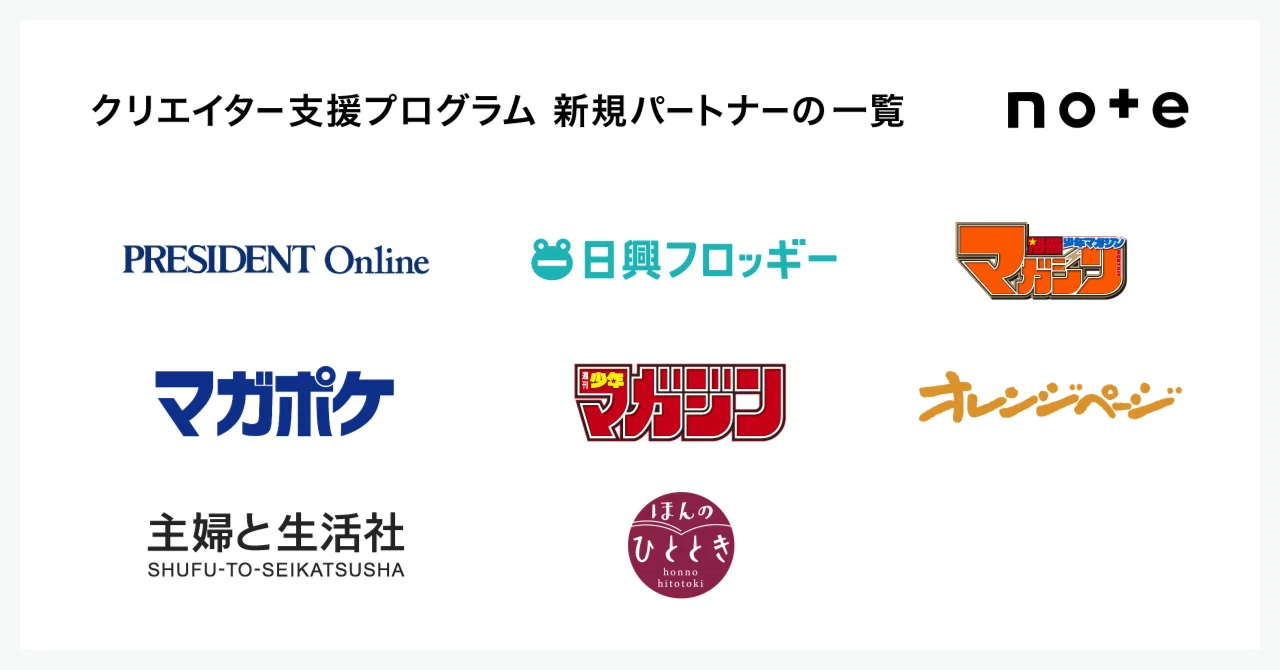 週刊少年マガジンをはじめ、新たに8つのメディアが加入。note