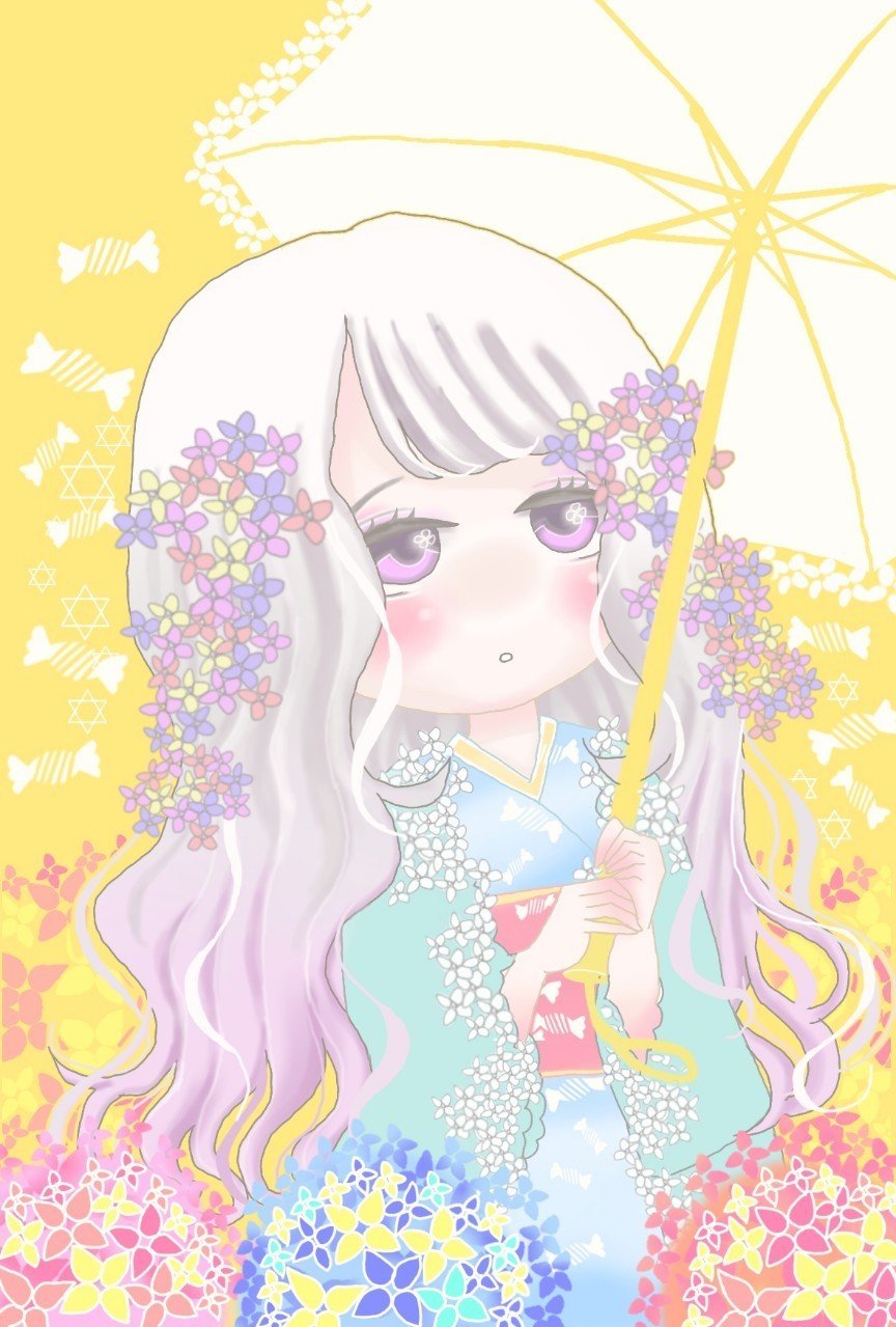 フリーイラスト 紫陽花と女の子 Ccoa ここあ 育児に関わるイラストを描いています Note