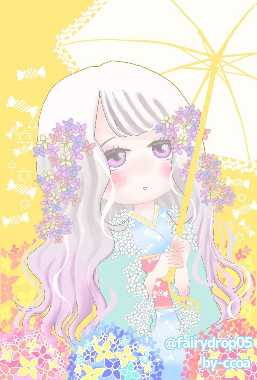 フリーイラスト 紫陽花と女の子 Ccoa ここあ 育児に関わるイラストを描いています Note