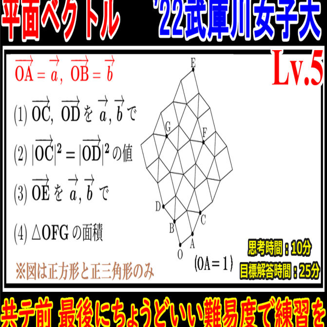 PieceCHECK(2023-81) 2022年 武庫川女子大 平面ベクトル｜東大数学9割