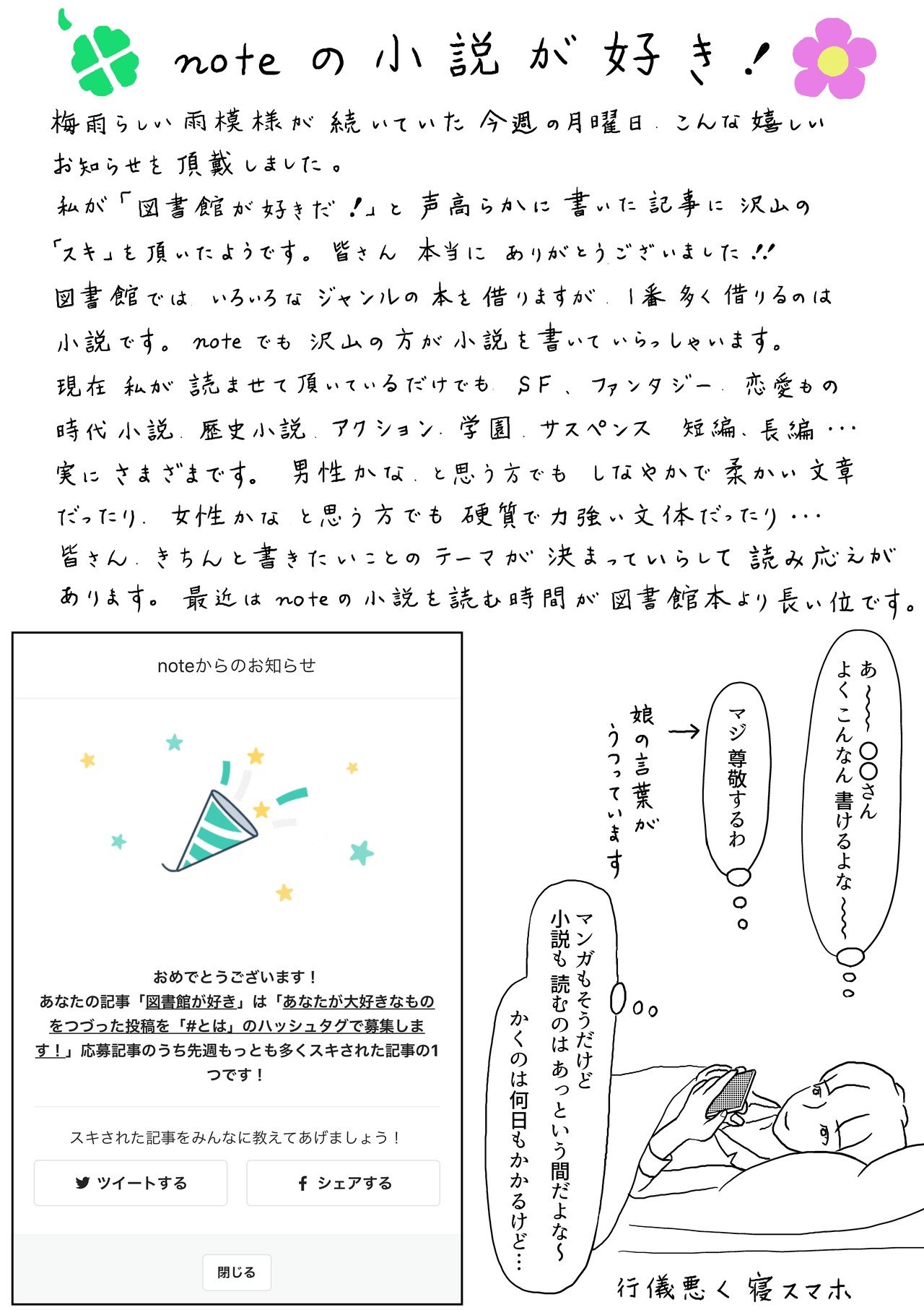 御礼 19 Noteの小説が好き 日暮えむ Note