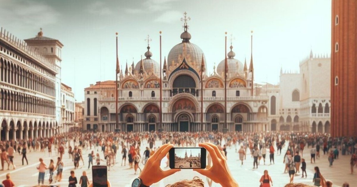 007】水彩(葦ペン画) 原画「イタリア・ベネチアのサンマルコ広場」