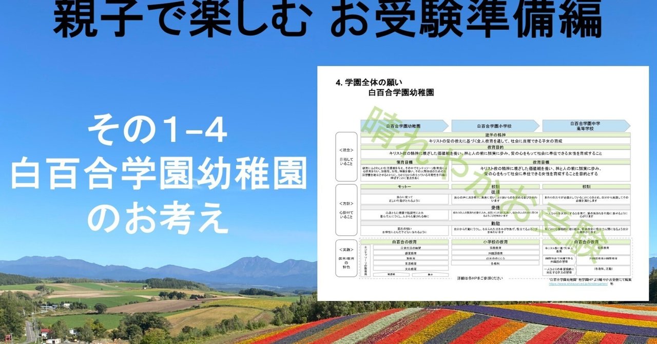 その1−4 白百合学園幼稚園（および附属校園全体）の「お考え