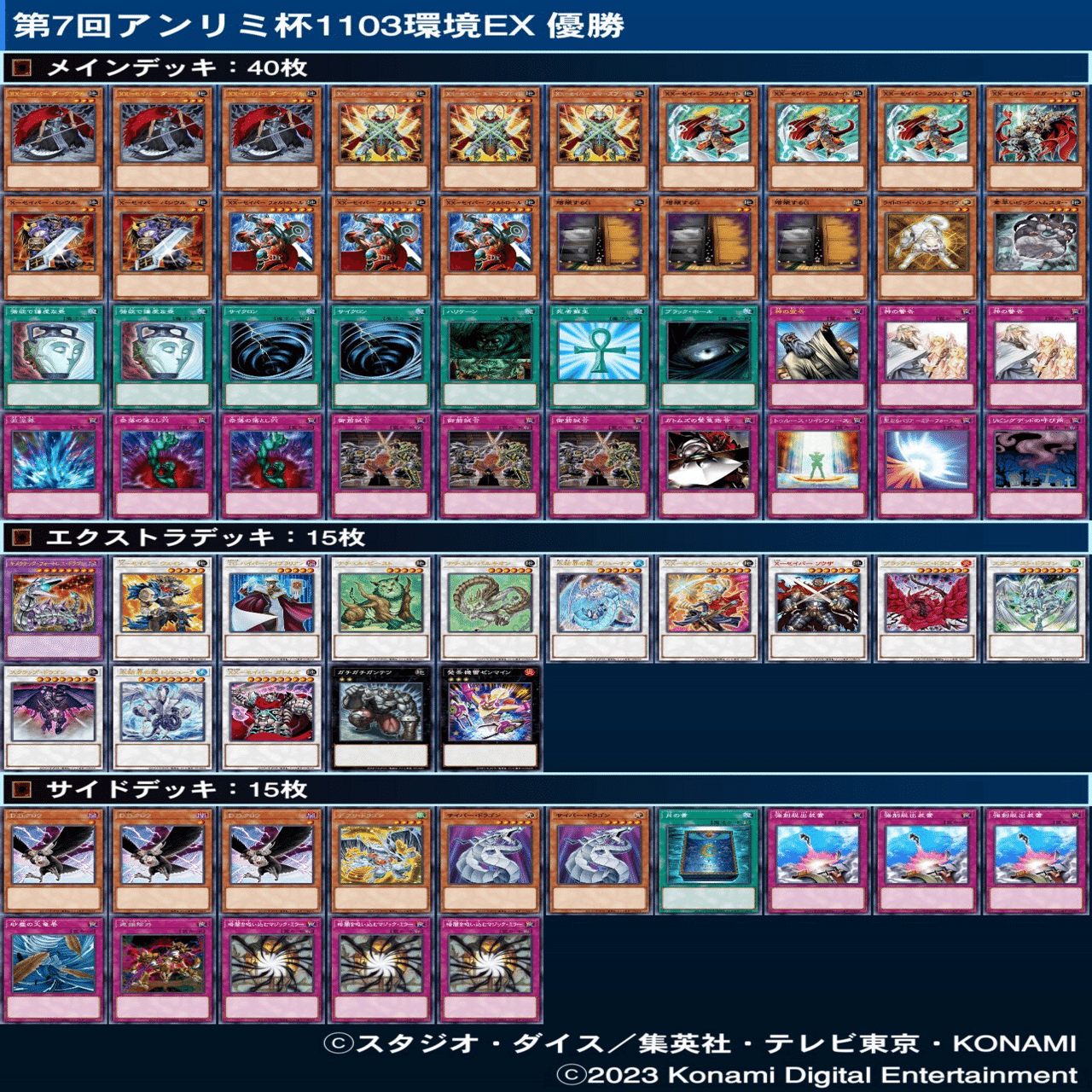 マスターデュエルのゲートボール大会-アンリミ杯1103環境EX 優勝デッキ