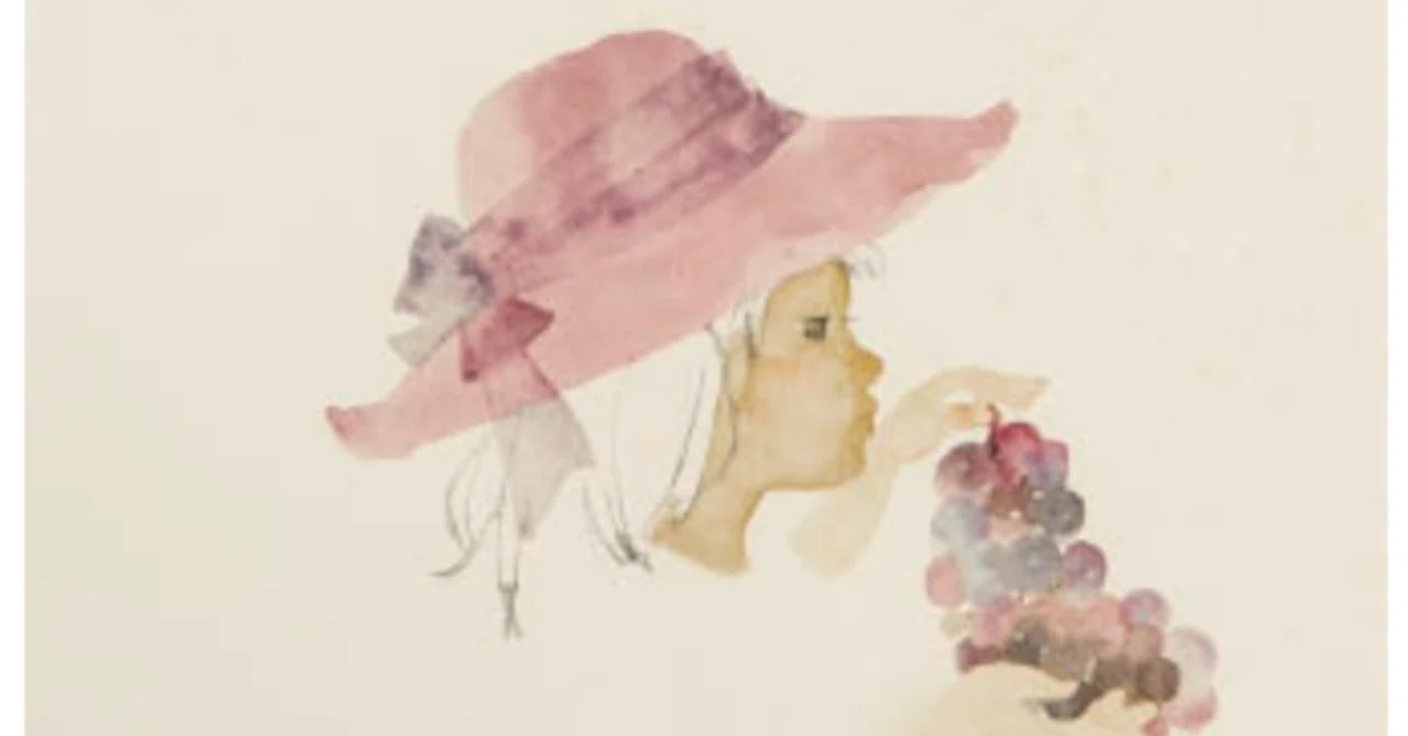 いわさきちひろ 岩崎ちひろ】 版画/リトグラフ 「ぶどうを持つ少女 いわさきちひろ 岩崎ちひろ】 版画/リトグラフ 「ぶどうを持つ少女