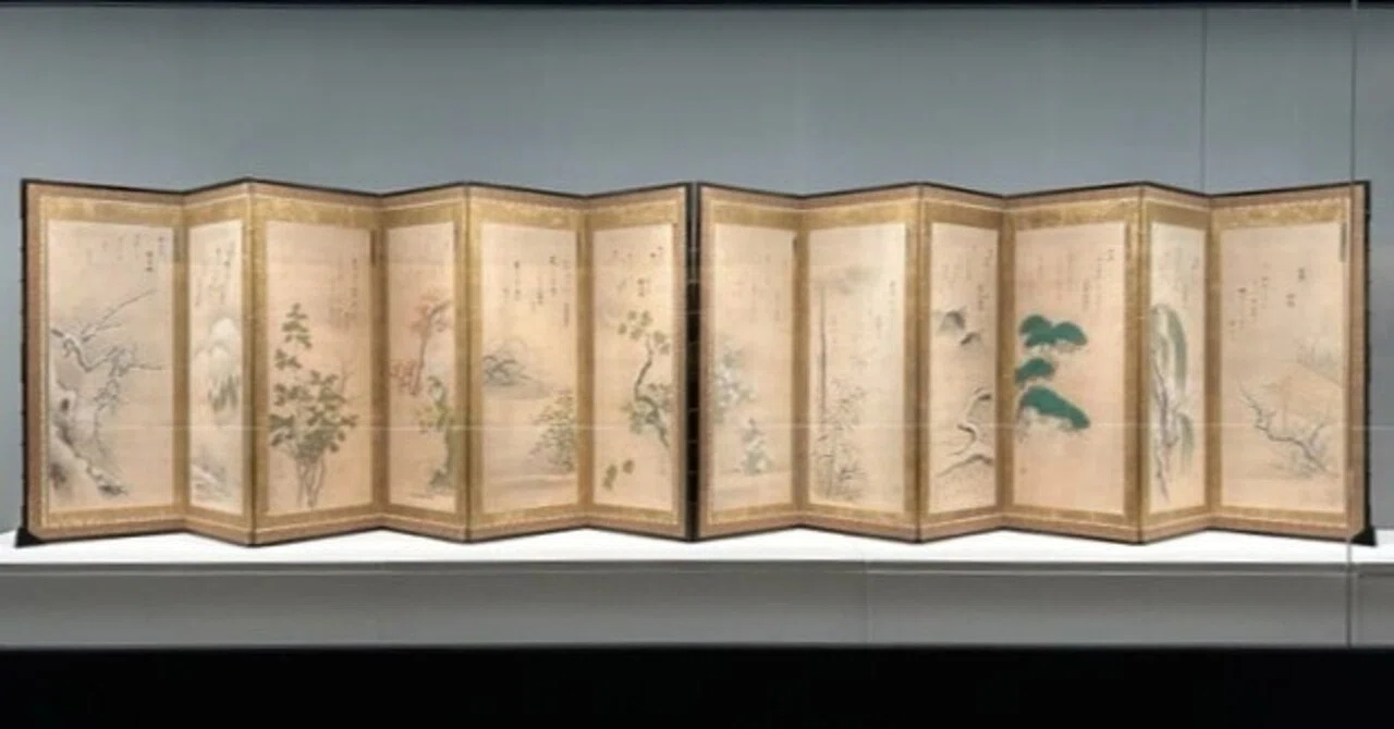 骨董   江戸名所   十二ヶ月   屏風法下画 光琳の連続風景としての絵画「十二ヶ月屏風絵」 【福田美術館―ゼロから