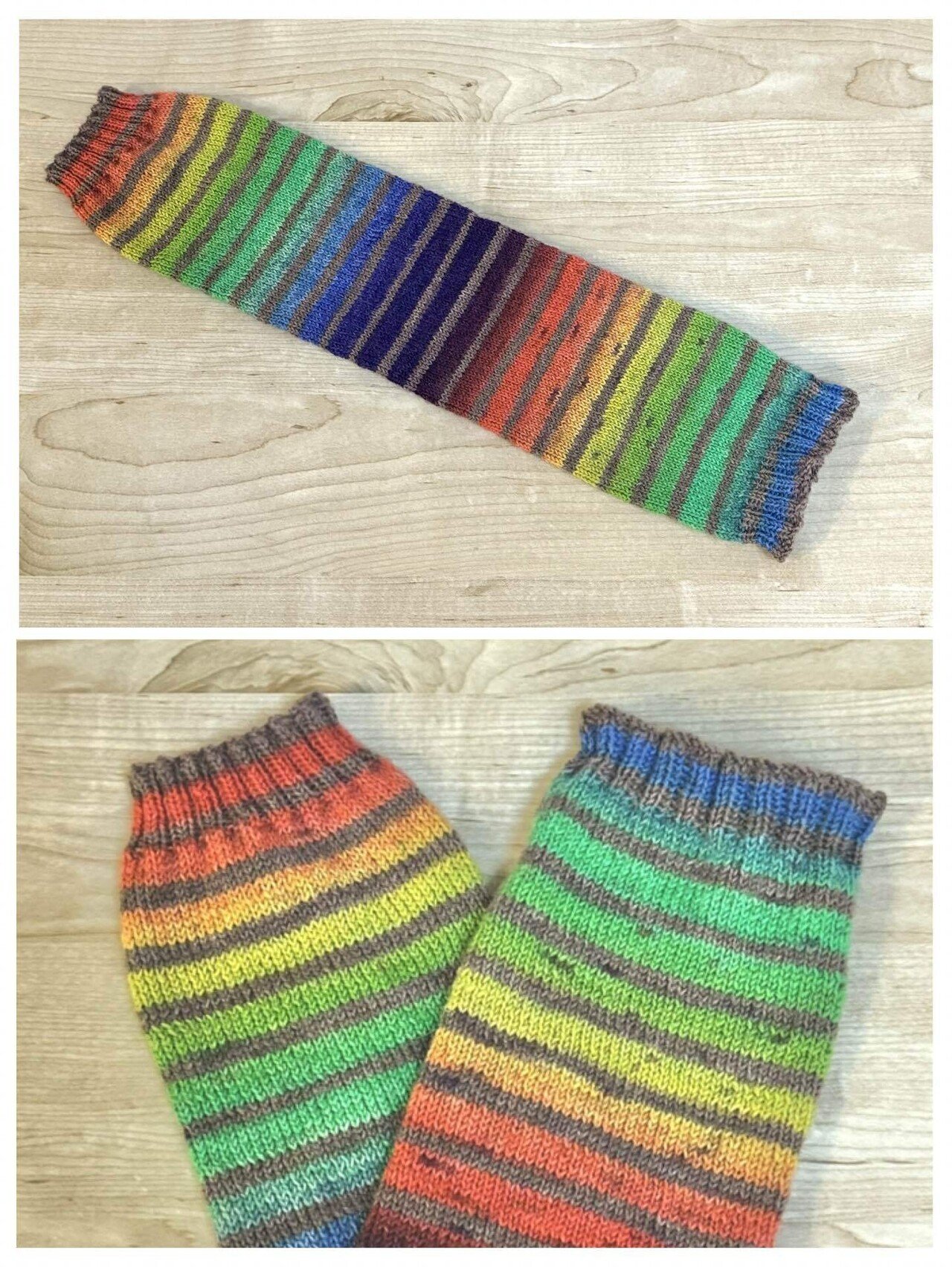 レインボーレッグウォーマー（半足）完成｜PicKnit Holic | ちー