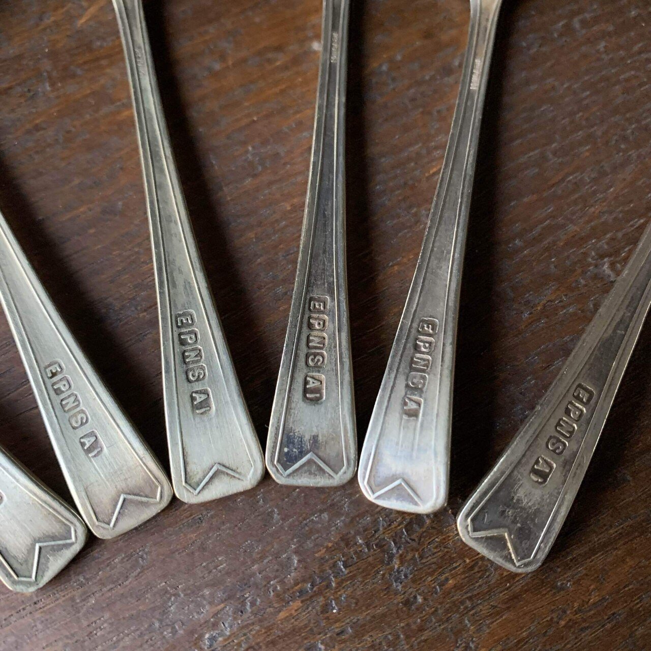 1940年代~SILVER 英イギリス 純銀P. EPNS アンティーク ビンテージ オールド シルバー デザート サービング スプーン カトラリーセット x2 Post 1940 英 SILVER PLATE イギリス 純銀 アンティーク