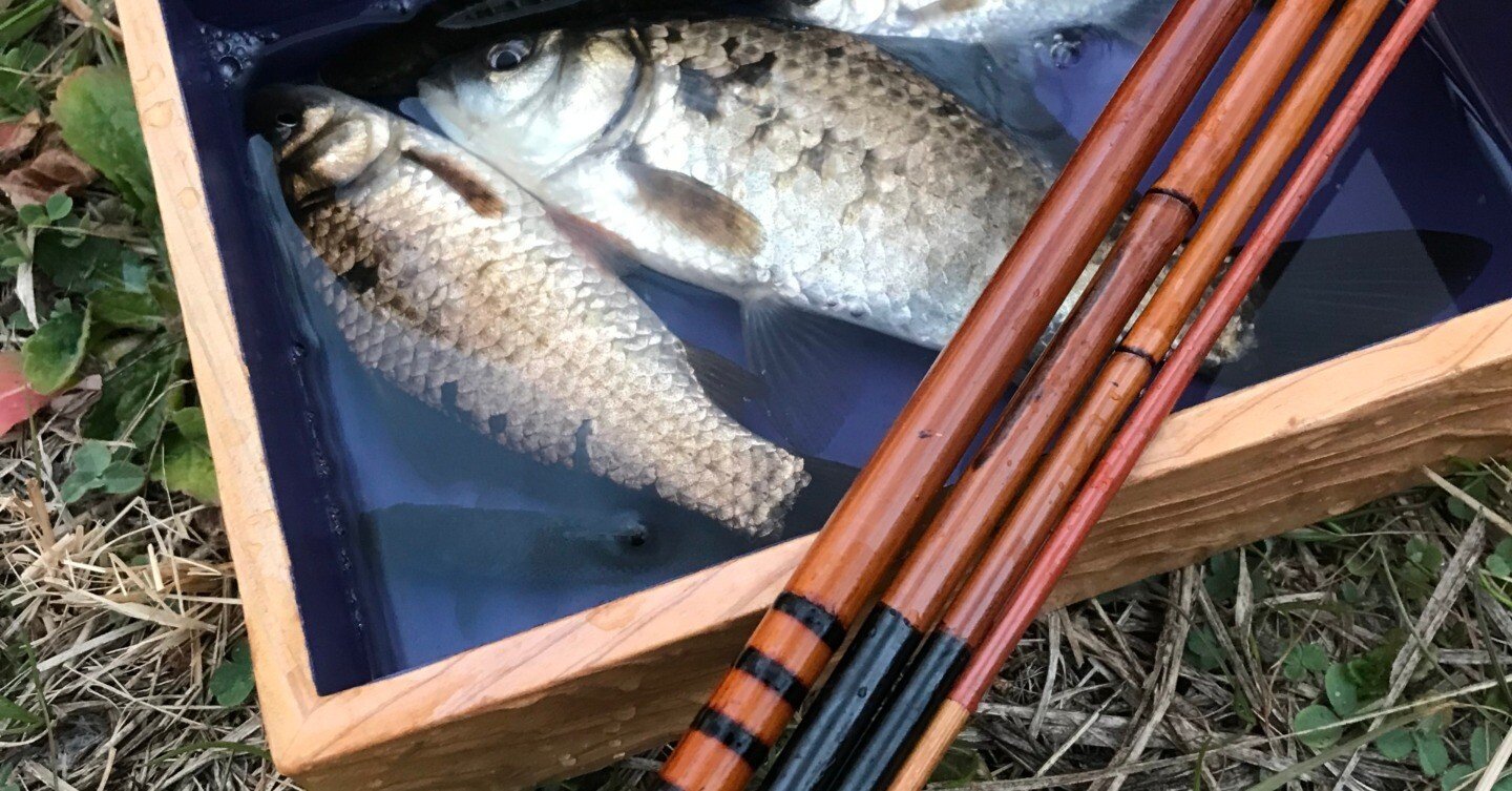 江戸和竿　焼印あり　竿ます　たなご竿　2本並継　竿ケース竿袋付　いかがでしょうか 江戸和竿 焼印あり 竿ます たなご竿 2本並継 竿ケース竿袋付 いかが
