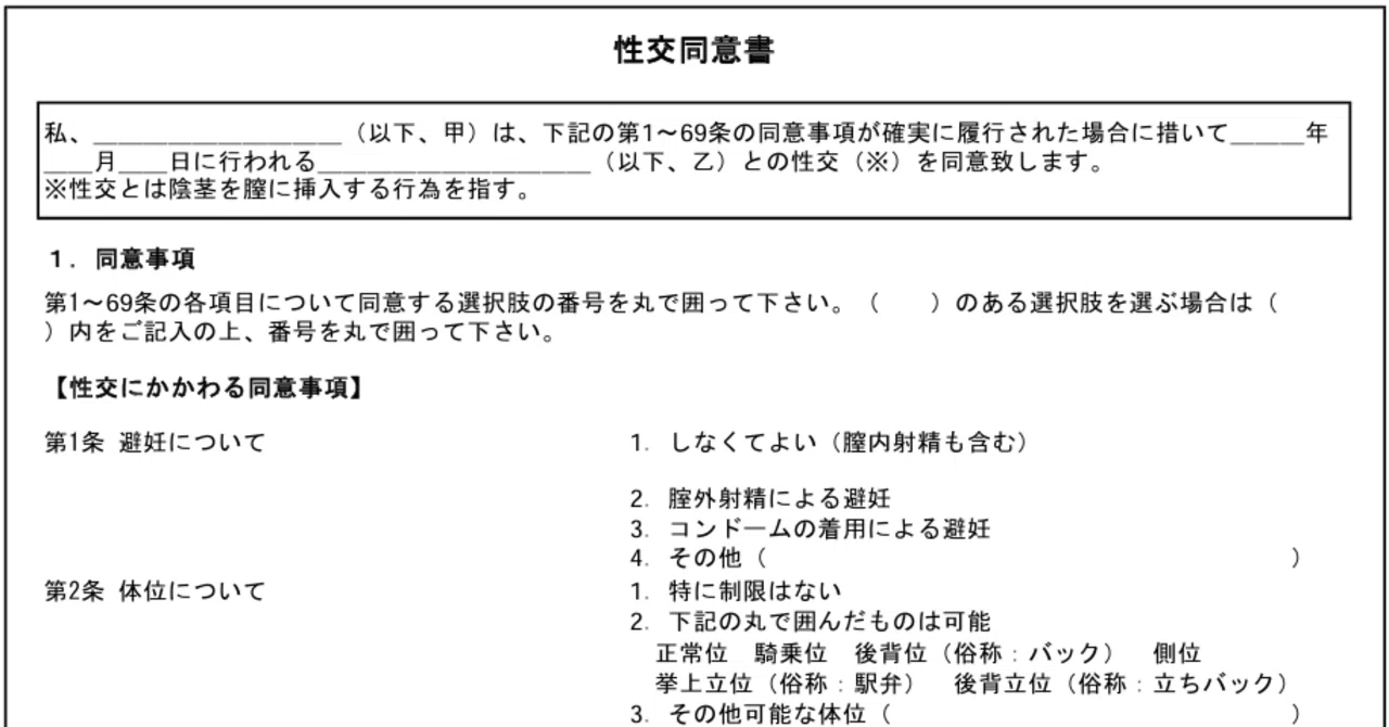 性行為 同意 書