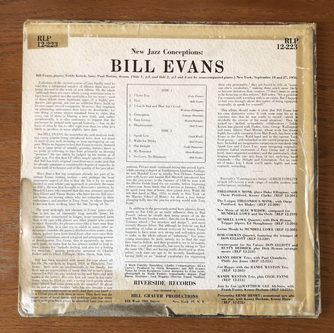 ビル・エヴァンス Bill Evans【オリジナル盤・白フラ・深溝・超入手困難】 ビル・エヴァンス Bill Evans【オリジナル盤・白フラ・深溝・超