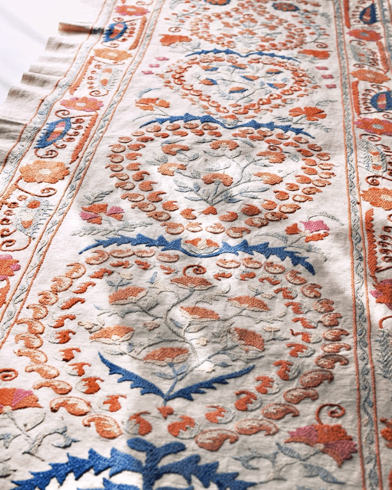 80年代製　ウズベキスタン製　ヴィンテージ　スザニ刺繍　テーブルクロス　壁掛け 80年代製 ウズベキスタン製 ヴィンテージ スザニ刺繍 テーブルクロス